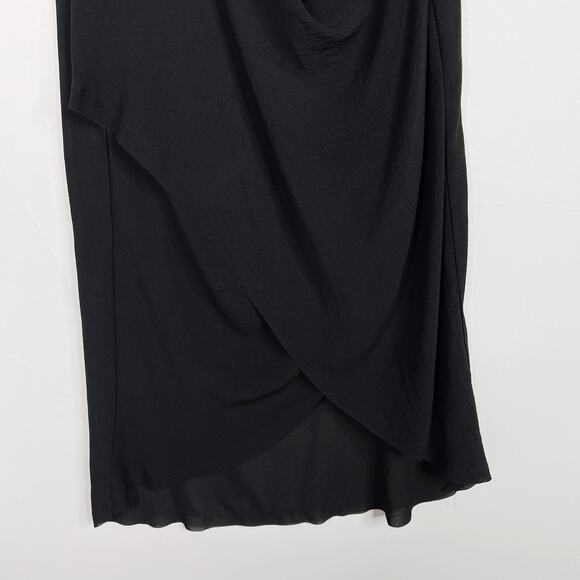 H&M Black Size 6 Faux Wrap High Low Dress Sleeveless Lined Cocktail Layered - Picture 5 of 10